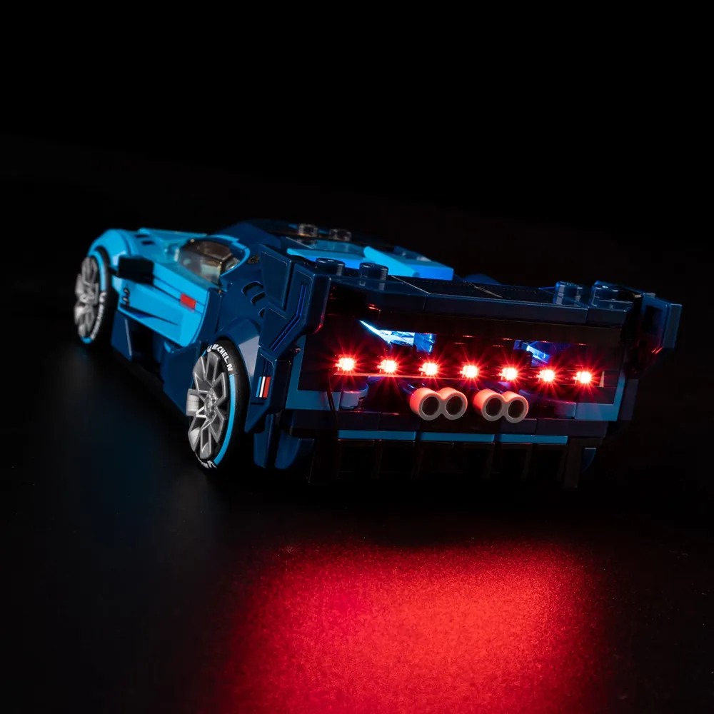 LEGO Bugatti Vision GT illuminated by Game of Bricks light kit