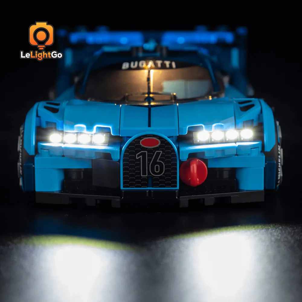 LEGO Bugatti Vision GT with LeLightGo lighting setup