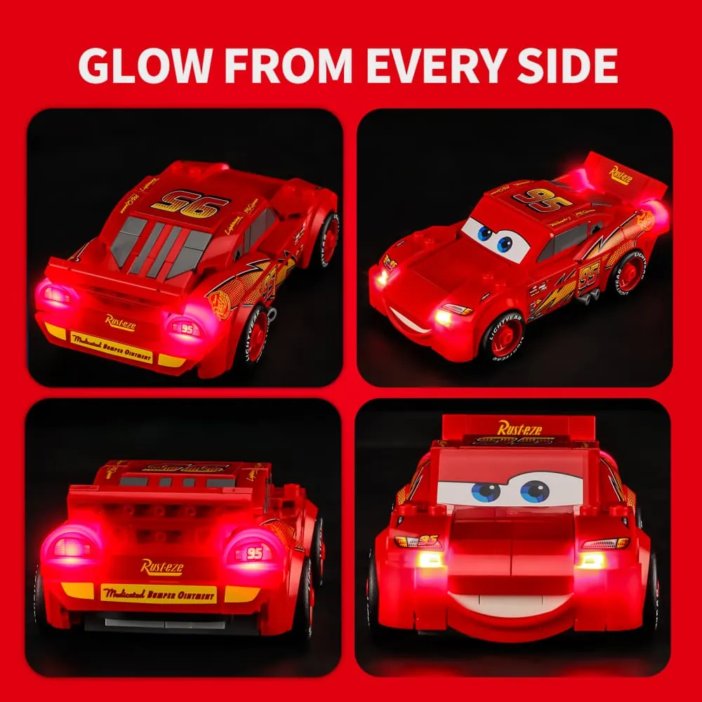 Lightailing pre-soldered harness on LEGO Lightning McQueen