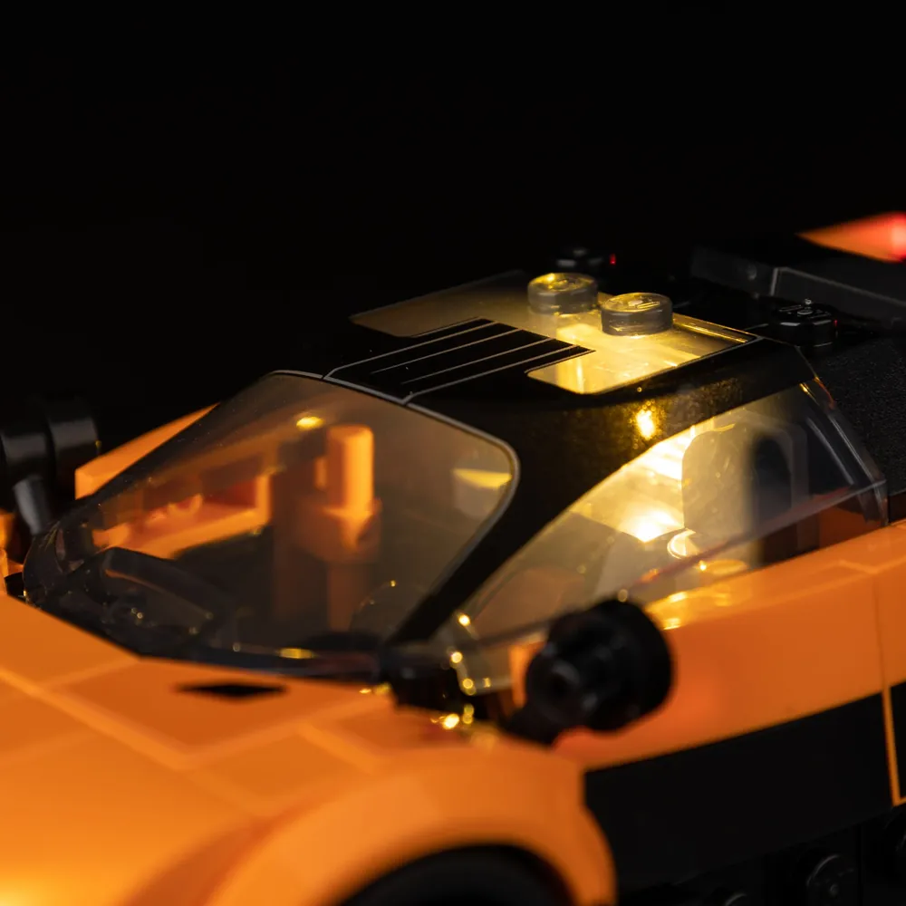 Close-up of Game of Bricks expansion board on LEGO McLaren W1 77257