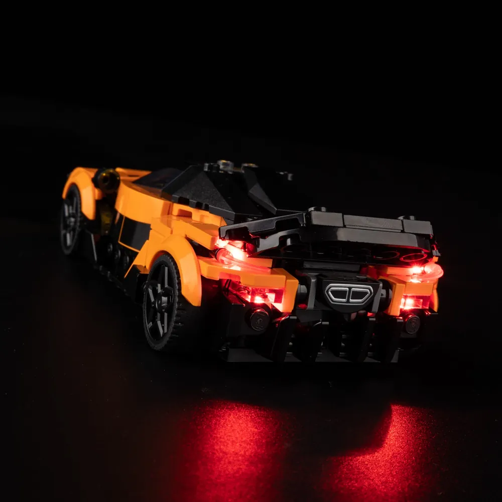 LEGO McLaren W1 77257 with Game of Bricks lights on display