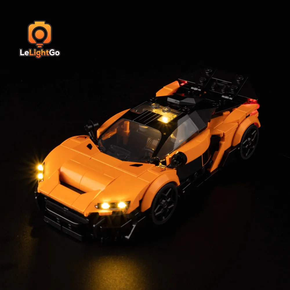 LeLightGo LED kit for LEGO McLaren W1 77257 with micro LEDs lighting the body