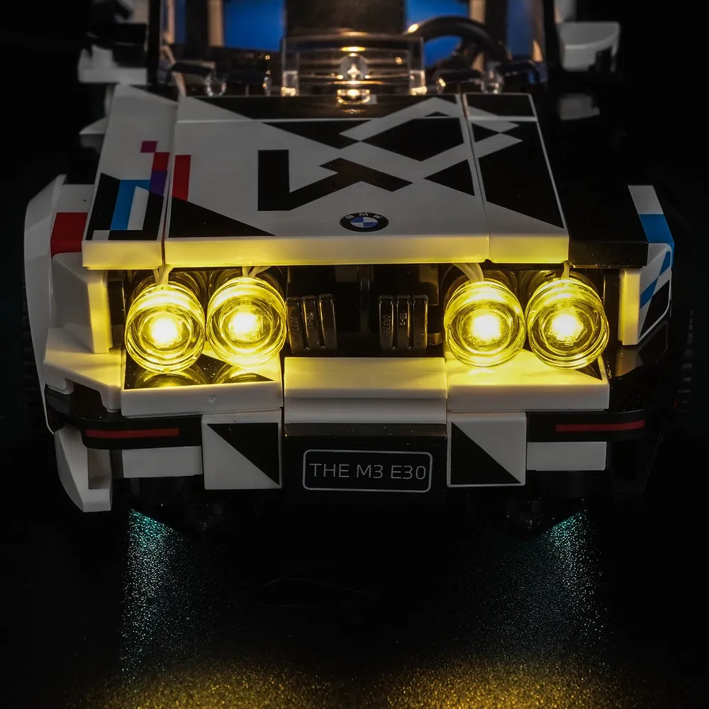 LEGO Speed Champions BMW M3 E30 with BrickBling underglow lighting