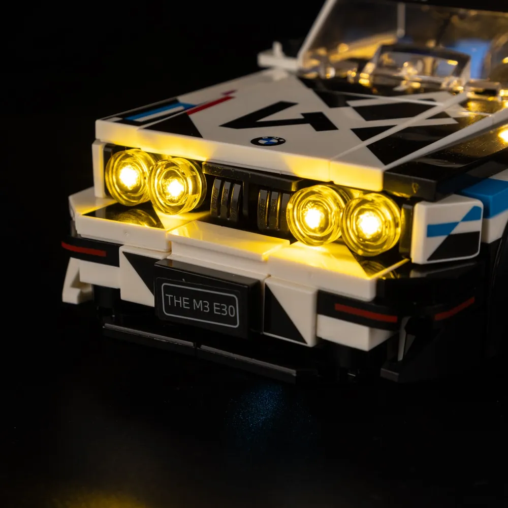 LEGO Speed Champions BMW M3 E30 with Game of Bricks headlight LEDs