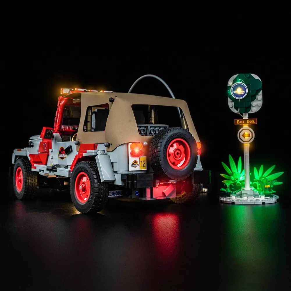 BrickBling modular micro-LED installation on LEGO Jurassic Park Jeep