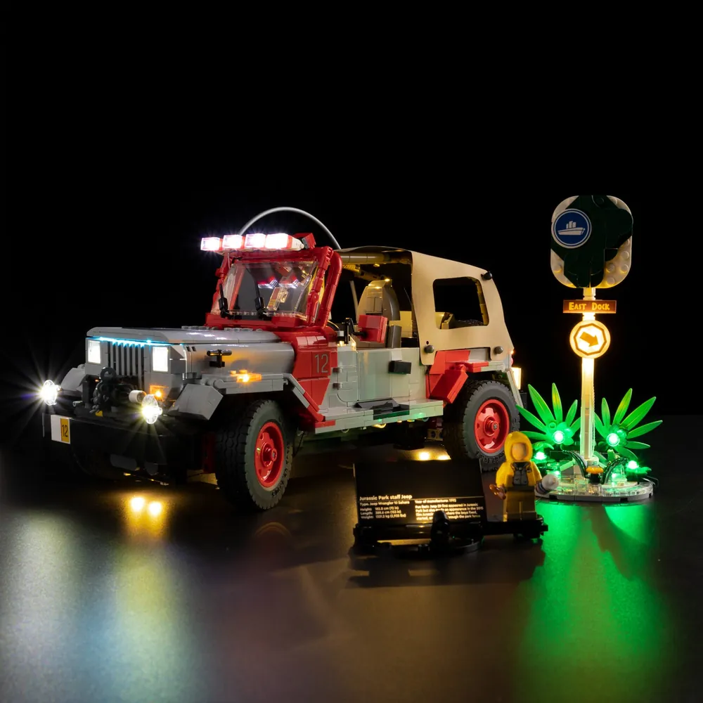 Game of Bricks LED kit for LEGO Jurassic Park Jeep 77984 with multi-zone lighting