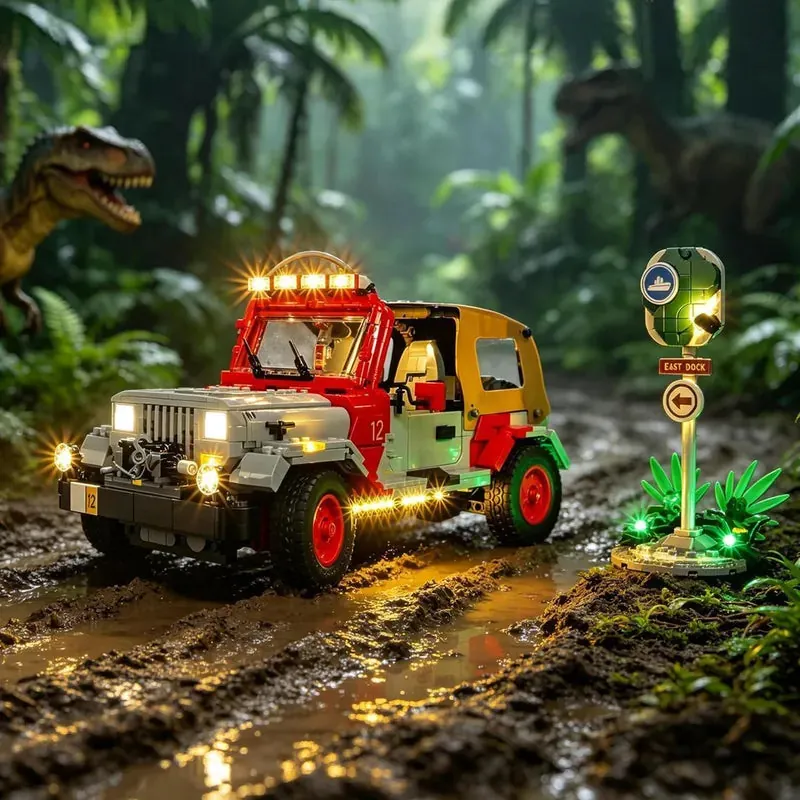 Lightailing LED kit for LEGO Jurassic Park Jeep Wrangler 77984 with pre-soldered harness