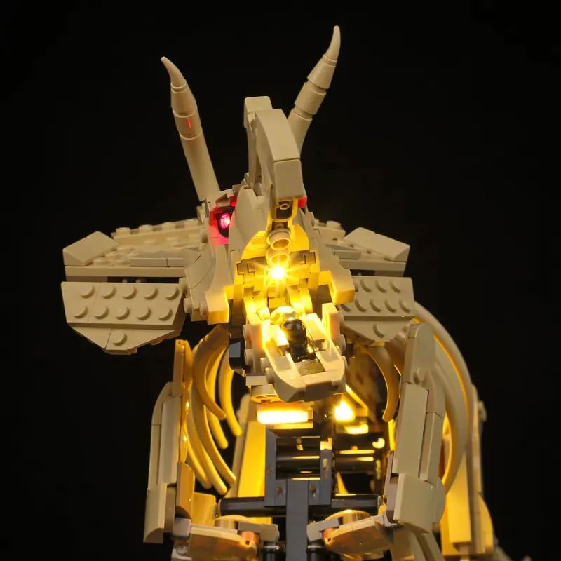Lightailing pre-soldered harness on LEGO Triceratops fossil