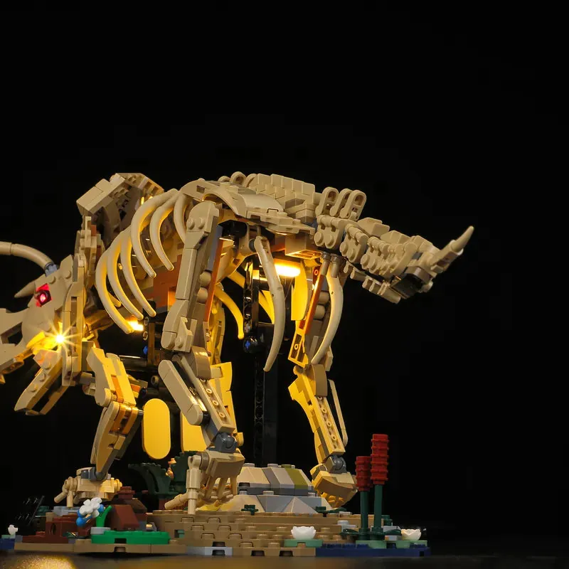 Lit LEGO Triceratops 77985 with Lightailing kit