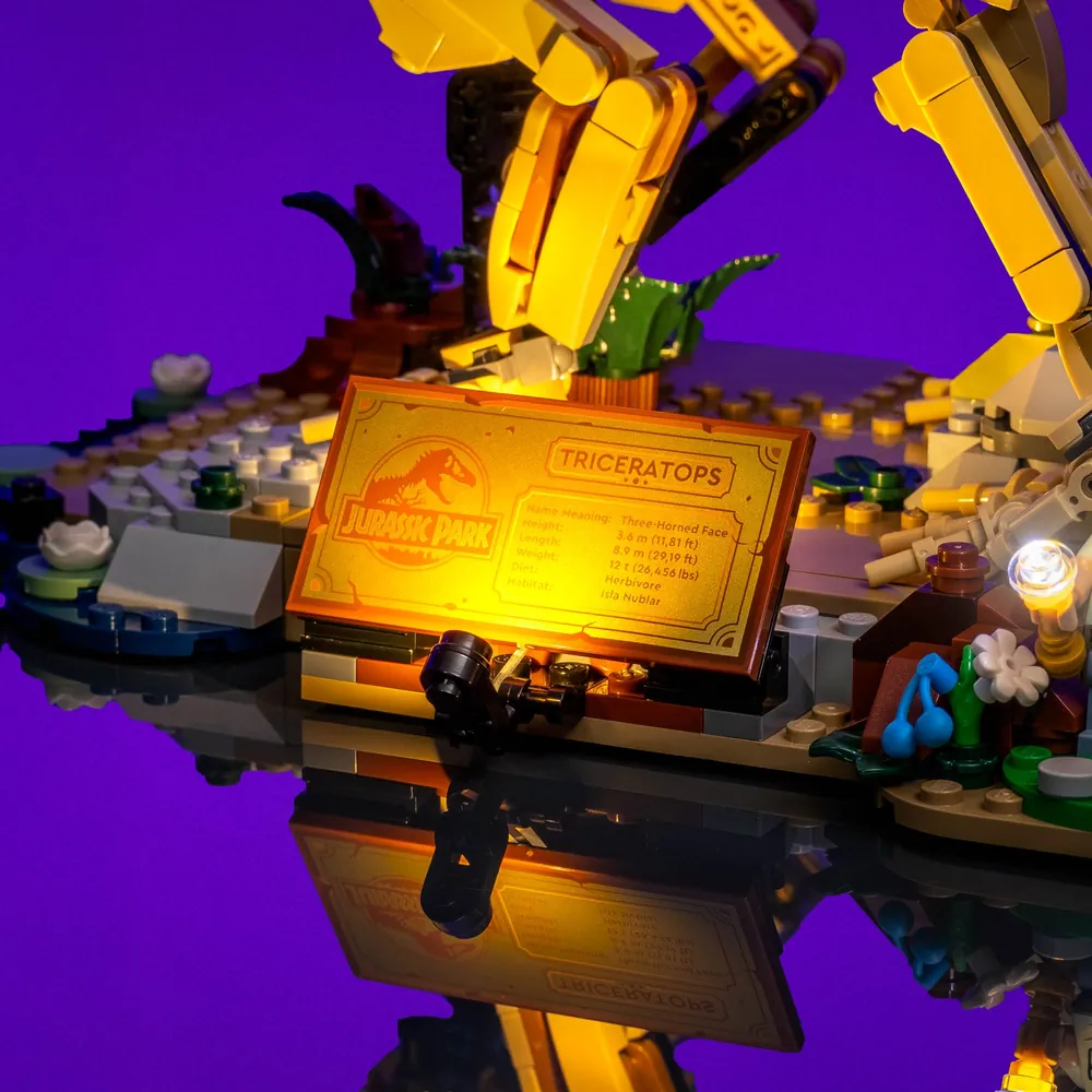 LEGO Triceratops 77985 glowing with LightMyBricks kit
