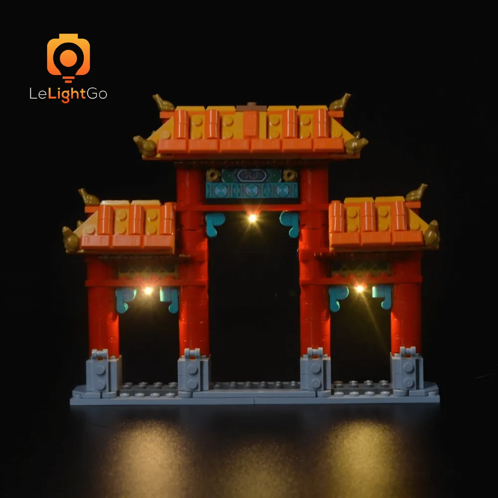 LEGO Lion Dance 80104 with lighting in a festive display setting
