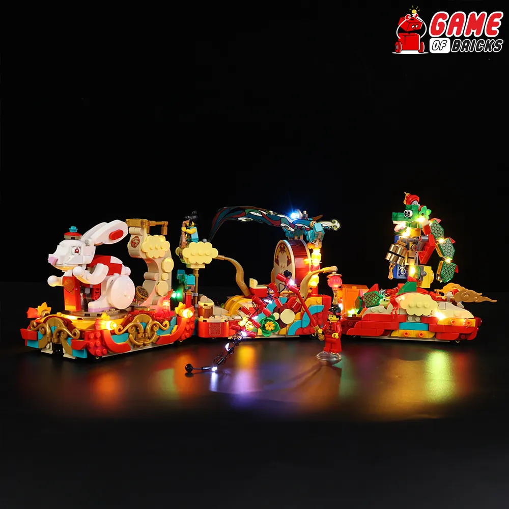 LEGO Lunar New Year Parade 80111 with Game of Bricks LED lighting kit, Classic variant