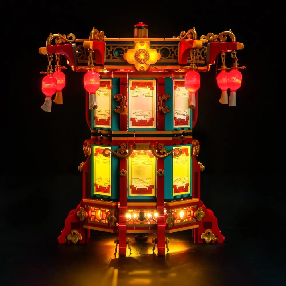 BrickBling modular micro-LEDs illuminate the LEGO Trotting Lantern with warm light