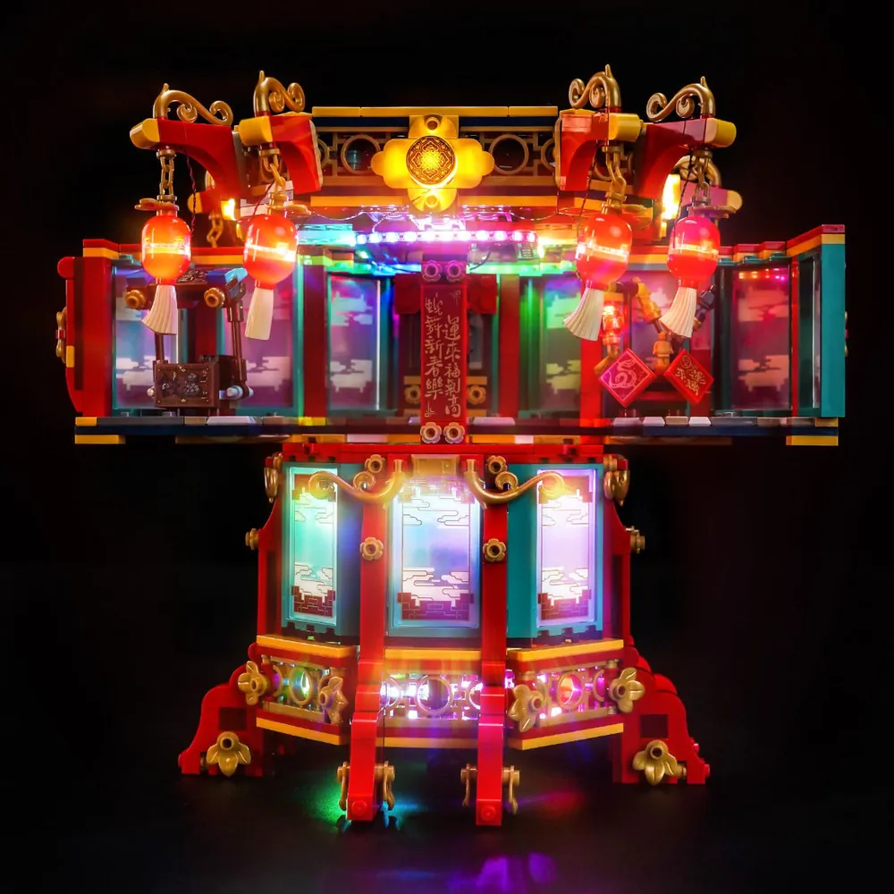 BrickBling RGB mode casts colorful light on the LEGO Trotting Lantern