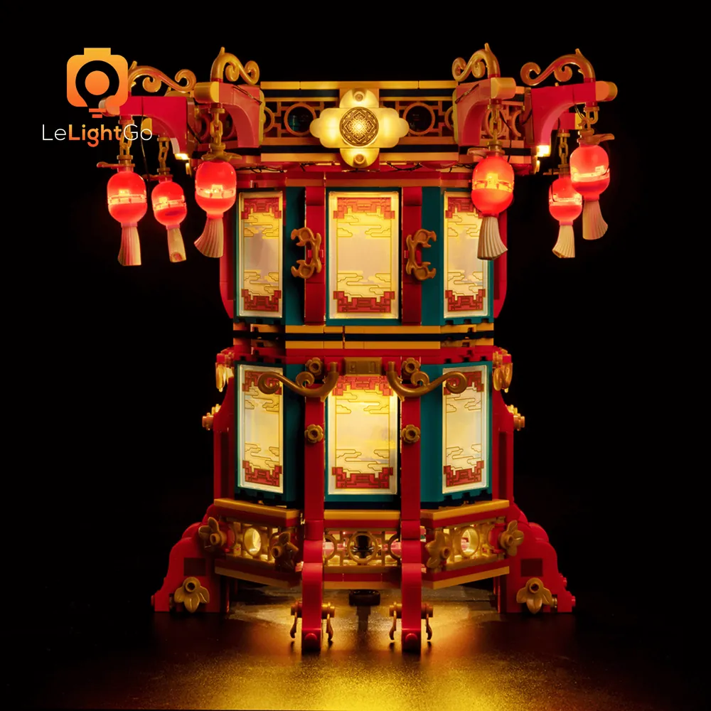 LeLightGo micro-LEDs cast a bright, warm light across the LEGO Trotting Lantern