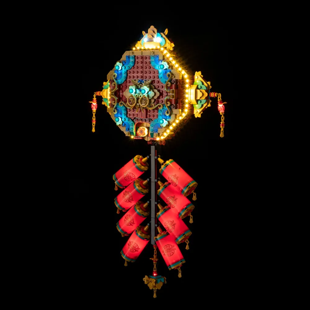 Game of Bricks LED kit highlighting LEGO Fortune Firecracker 80118 firecracker string