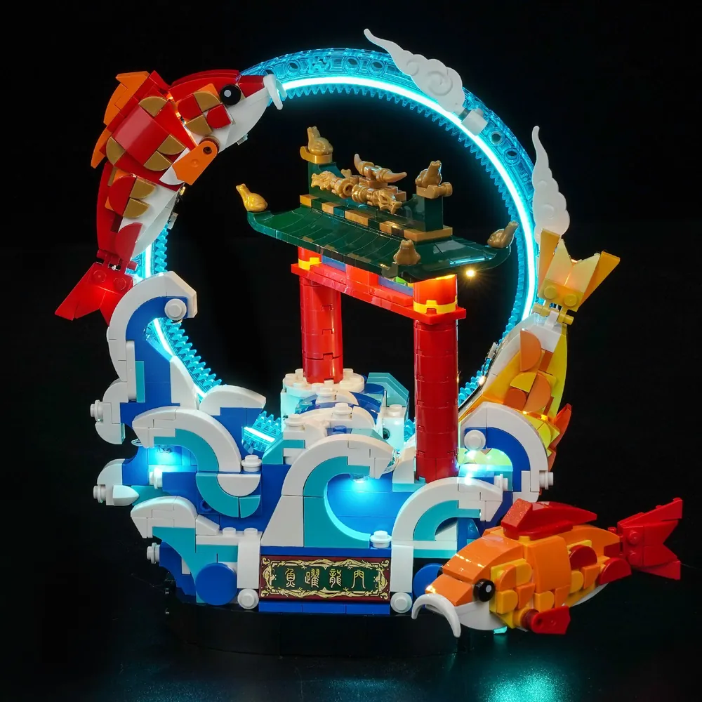 BrickBling LED light kit for LEGO Prosperity Carp Leaping 80120 with warm lights on carp and water