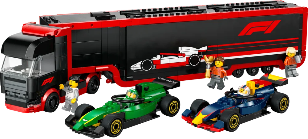 LEGO F1® Truck with RB20 & AMR24 F1® Cars 60445