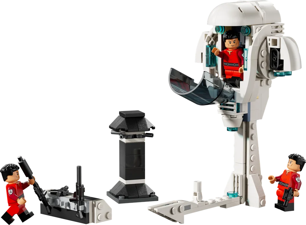 Full view of the LEGO Star Wars Kamino Training Facility set with cloning pod, weapon station, and two clone cadets.