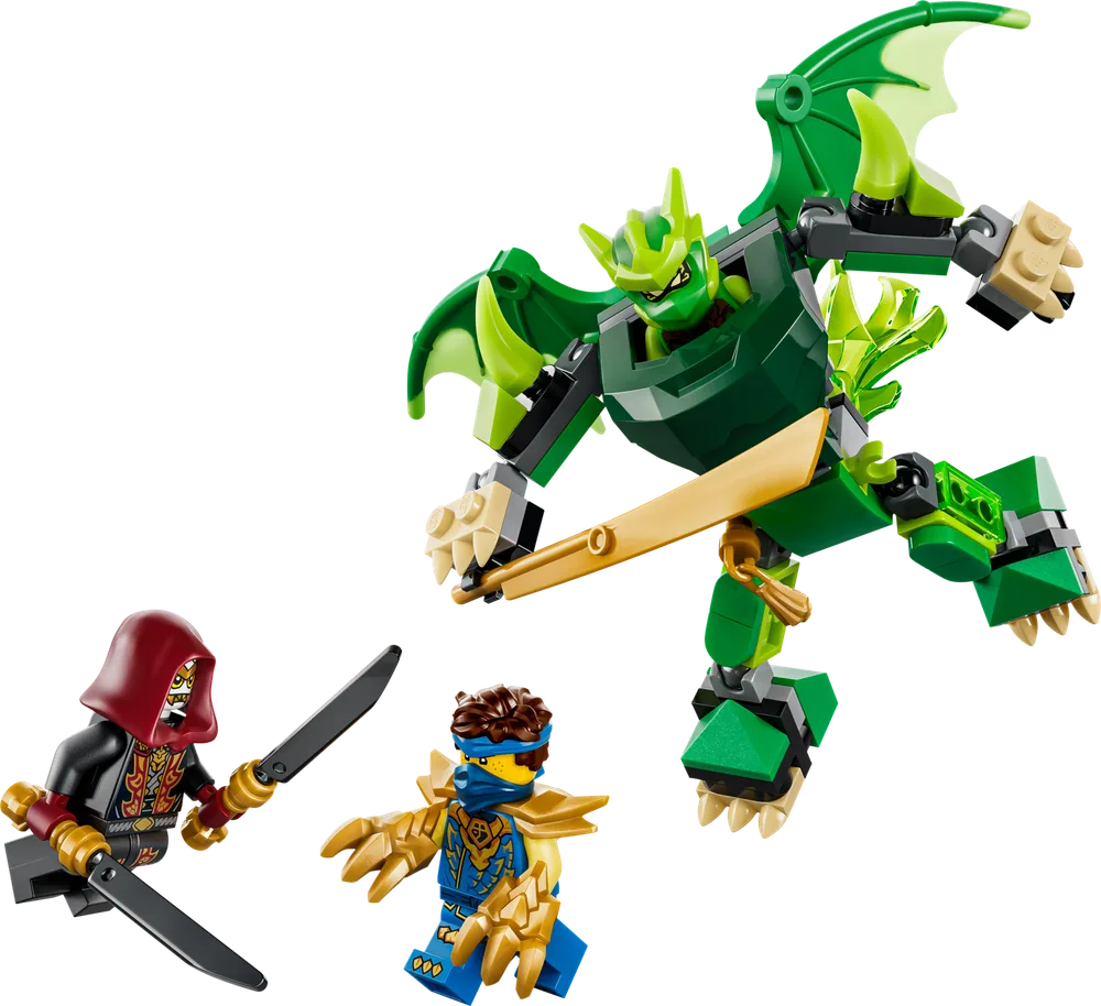 LEGO Ninjago Lloyd's Dragon Mech Battle Pack 71862 action pose with Lloyd minifigure and Wolf Mask Guard