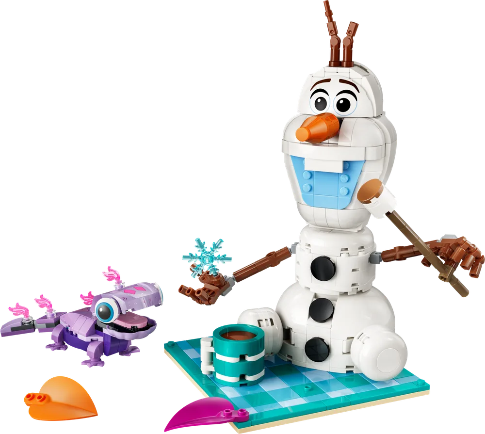 LEGO Disney Olaf and Bruni with hot cocoa and snowflake accessory