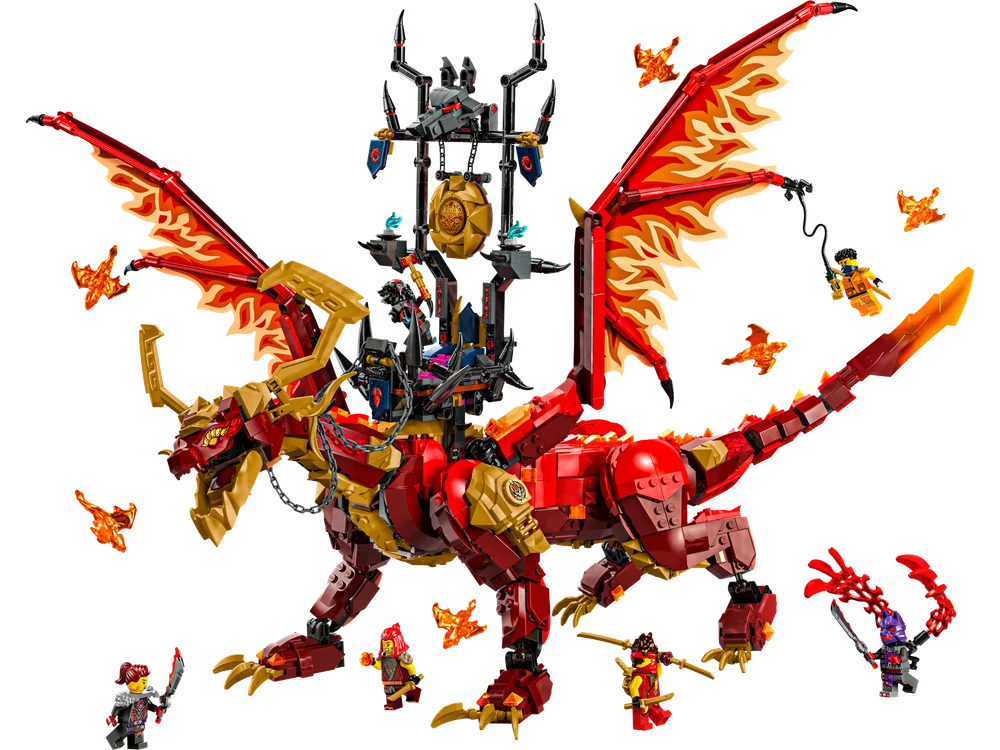 Full LEGO Ninjago Source Dragon of Motion with minifigures and fire elements