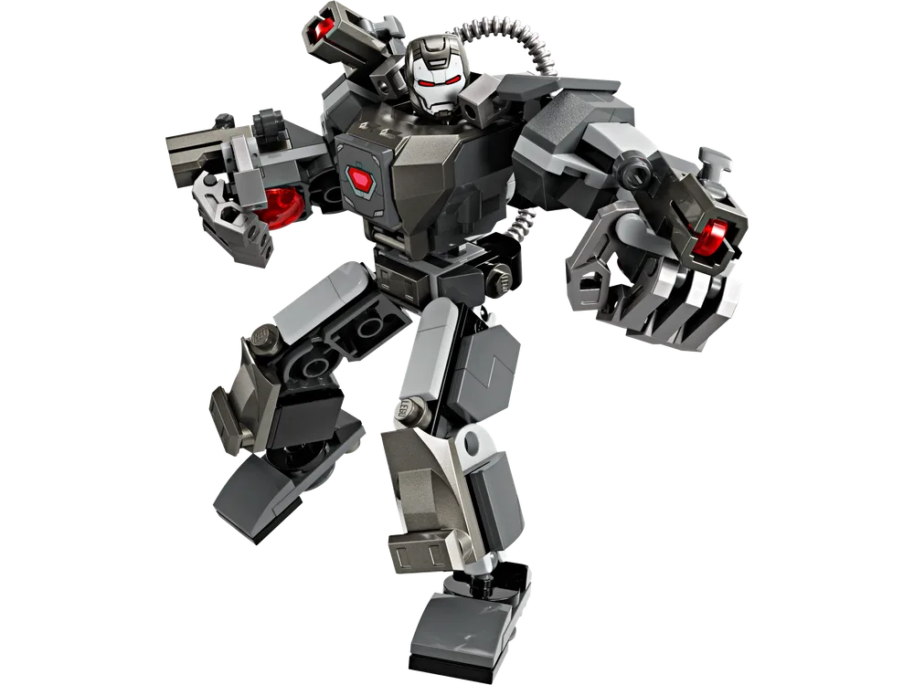 LEGO Marvel War Machine Mech Armor (76277) in a dynamic, action-ready pose against a white background.
