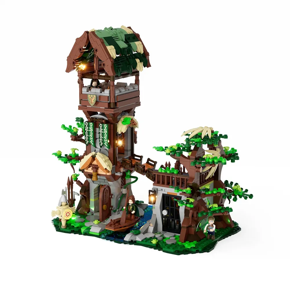 Lumibricks Forest Outpost 12015 with light-up elements against a white background.