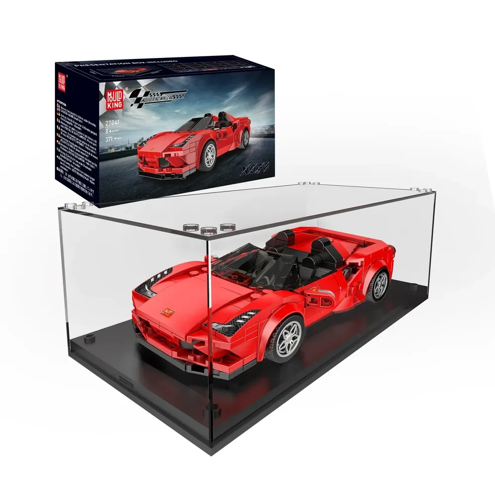 Mould King F8 Supercar Model 27041 in clear display case with box