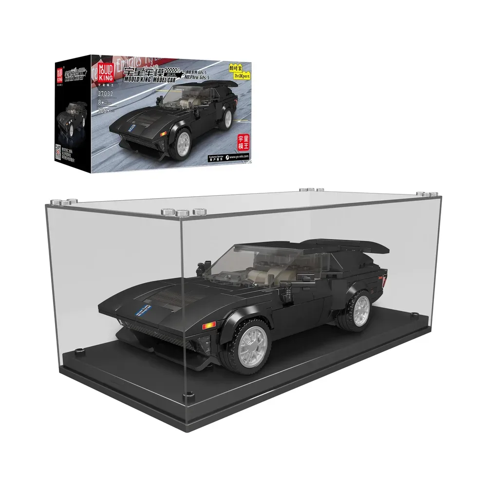 Mould King GTS-5 Sports Car Model Kit 27032 with packaging and display case