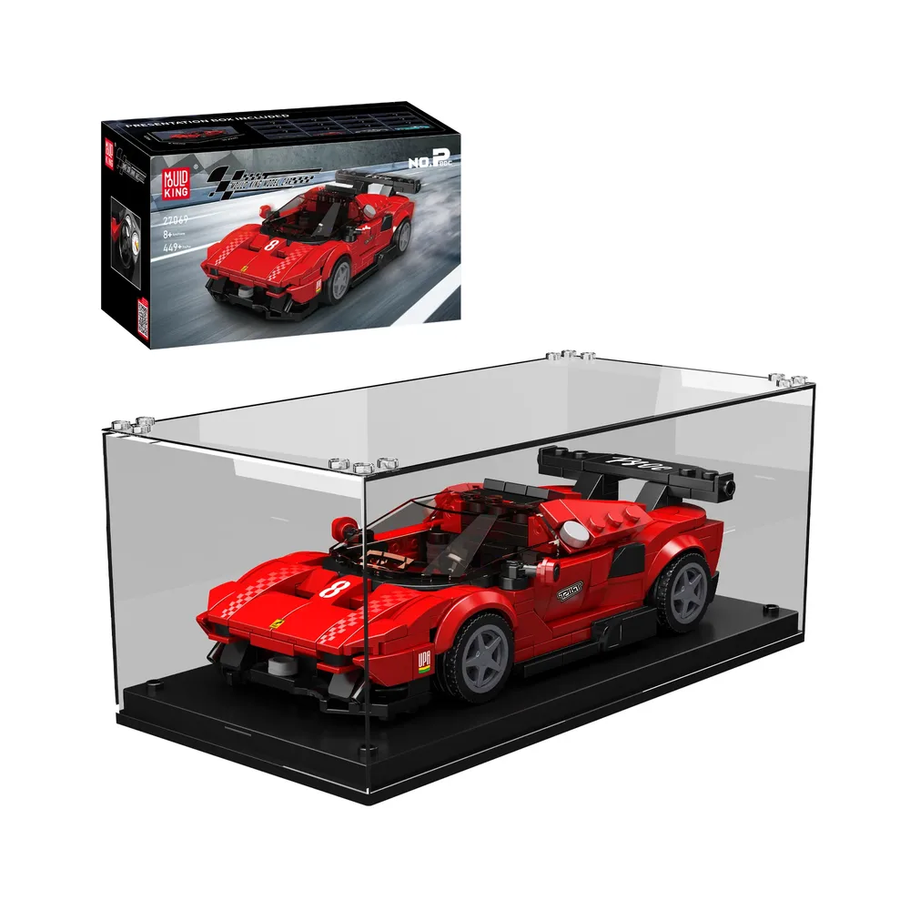 Mould King P80C Super Car Model 27069 with display case and box packaging.