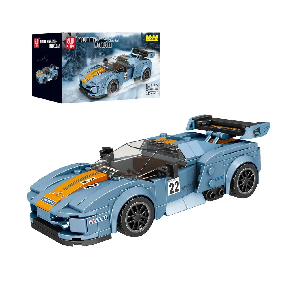 Mould King The 918 RSR Mini Sports Car 27005 model car and its packaging box