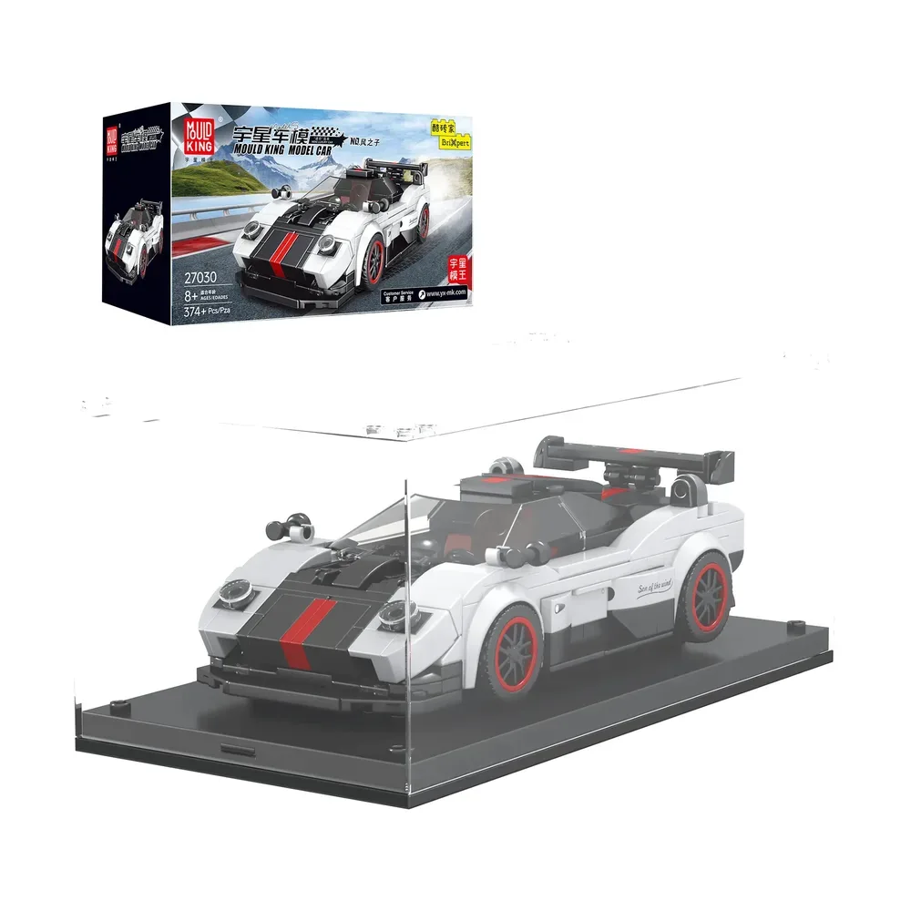 Mould King Zoda Sports Car Model 27030 building block set in display case with box art