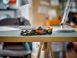 LEGO McLaren F1 car on a desk.