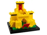 Detailed view of the micro LEGO yellow castle.