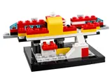 Detailed view of the micro LEGO monorail train build.