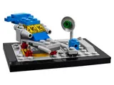 Detailed view of the micro LEGO space cruiser.