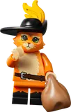Close-up of Puss in Boots LEGO Minifigure.