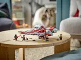 T-6 Jedi Shuttle and minifigures on display.