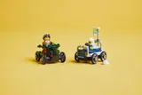 Two LEGO race cars, no minifigures.