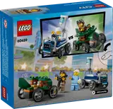 Back of LEGO set box with action scenes.
