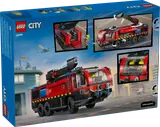 Back of LEGO fire truck set box showing features.