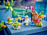 Astronaut exploring alien volcanic terrain.