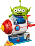 LEGO Alien on Pizza Planet rocket.