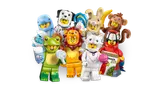A partial collection of LEGO Minifigure Series 28 animal costumes.