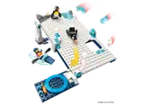 LEGO ice slide with penguins and minifigure boat.