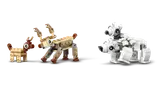 LEGO brick-built reindeer and polar bears.
