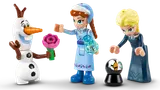 Close-up of Olaf, Anna, Elsa, and puffin minifigures.