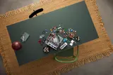 LEGO Arkham Asylum build in progress, top-down.