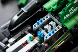 Close-up of Technic gears and linkages.